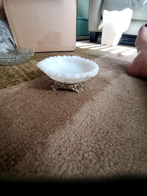 Anchor hocking Milk glass pedestal ashtray