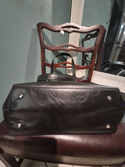 Black Kenneth Cole Faux Leather Register to Tote Laptop Bag, 15.5" × 5.5" × 14"