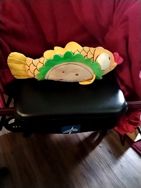 Yellow, Tan, Green, White, Red Bark Ernesto The Fish Taco Dog Toy, Medium