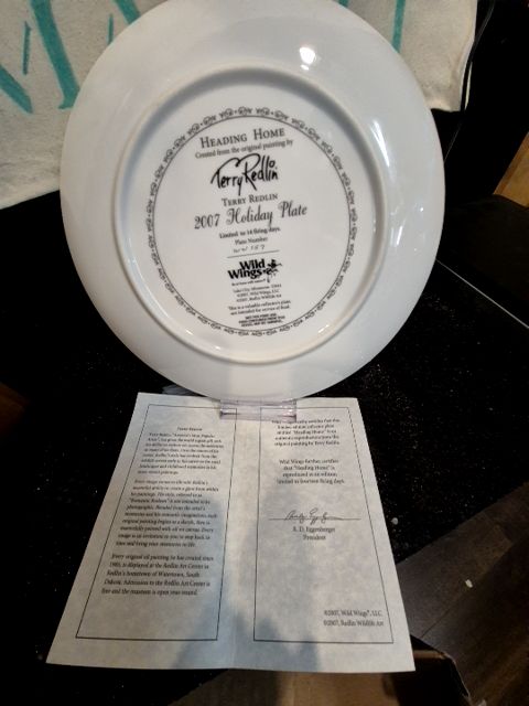 Silver Border Terry Redlin "Heading Home" 2007 Holiday Plate, 9.25"