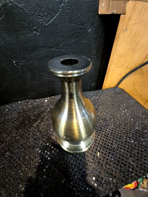 Brass Candlestick Holder, 3.5" × 6.5"