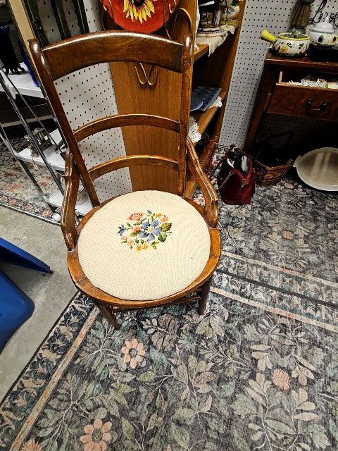 Antique Needlepoint chair LR
