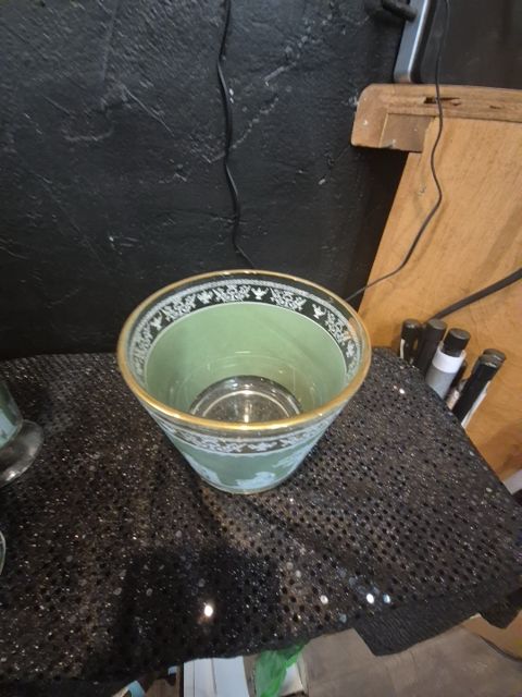 Green Jeanette Hellenic Wedgewood Style Greek Ice Bucket, 6" x 5"