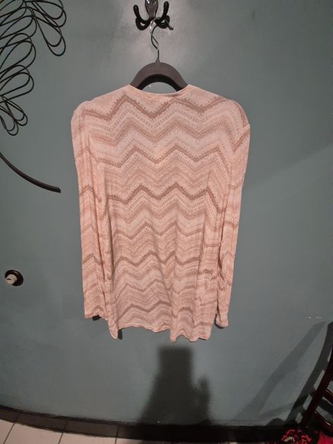 Beige Sheila Rose Chevron Pattern Open Cardigan, L