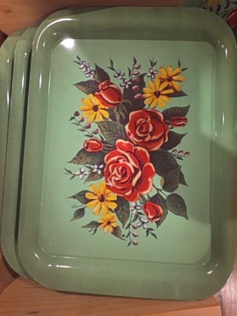 Vintage Trays-Set of 12 w/Crate