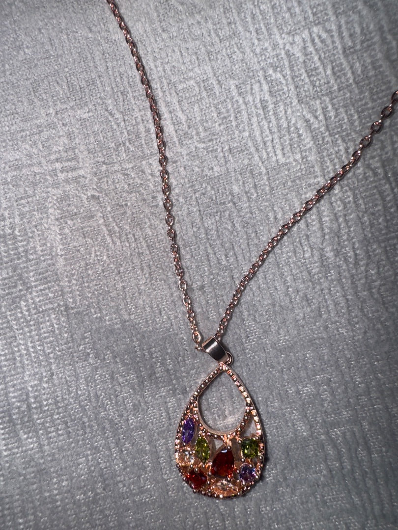 Rose Gold-Tone Semi-Circle Gemstone Set