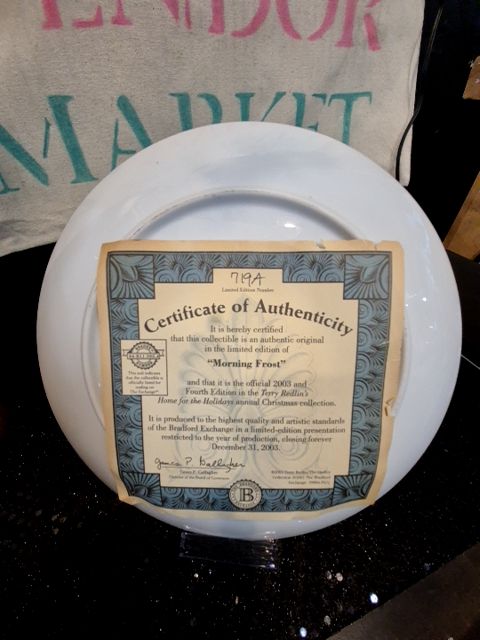 Silver Border Terry Redlin "Morning Frost" Home for the Holidays Collection Plate, 9.25"