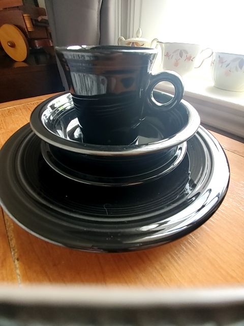 Black Fiestaware 4 piece place setting