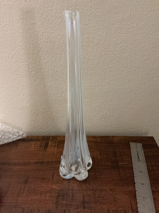 Clear Murano Murano Elephant Foot bud vase, 10.5”