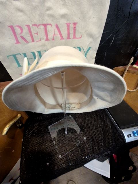 Ivory Clover Lane Ivory Felt Hat with Ivory ribbon & bow