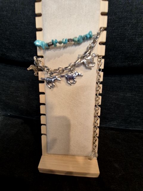 Silver Horse and Turquoise Beads Boot Charm, 15.5"