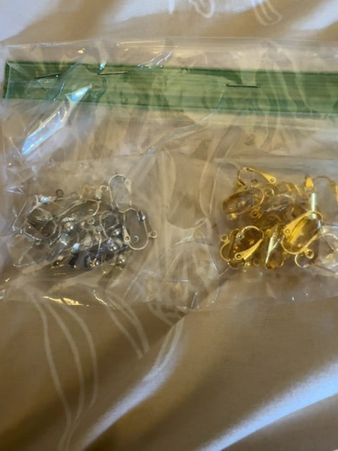 Clip earring findings silver and gold tone
