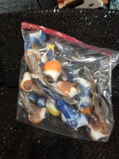 Blue & Brown Faux Bird Ornaments, 18 pieces
