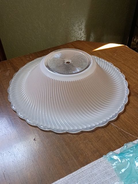 Vintage pink ribbed glass ceiling shade
