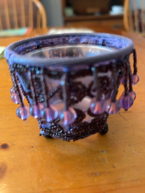 Purple beaded candle votive