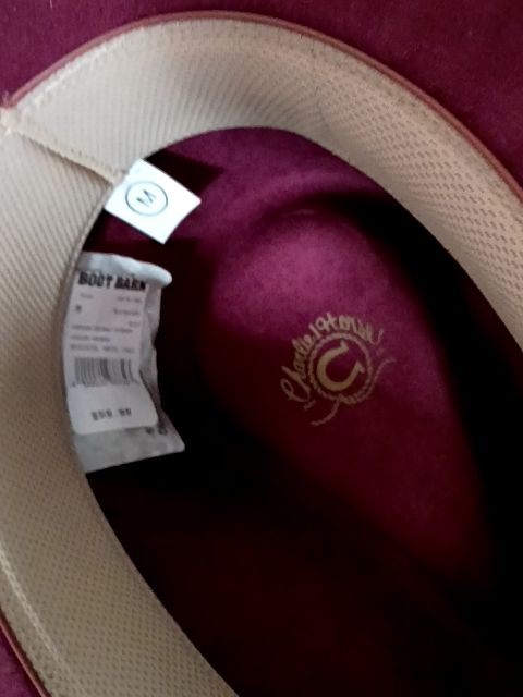 Burgundy boot barn Burgundy cinch cowboy hat size medium, Medium