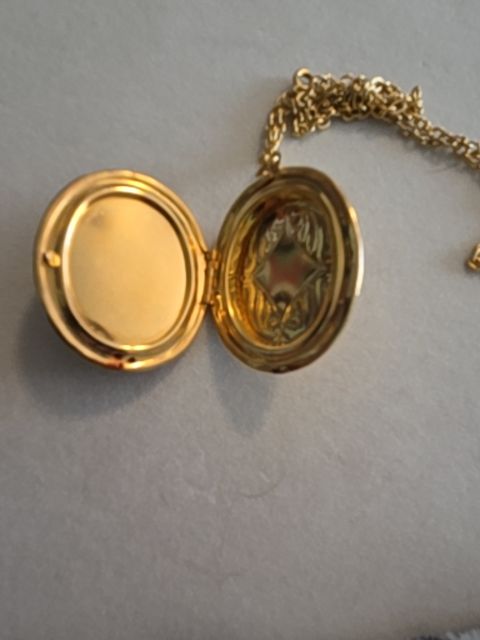 Vintage Cameo Locket Necklace Gold Tone Blue White Victorian Revival 32" Long