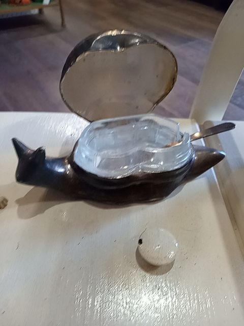 Vintage snail dish with spoon