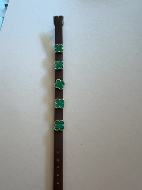 Brown band shamrock bracelet