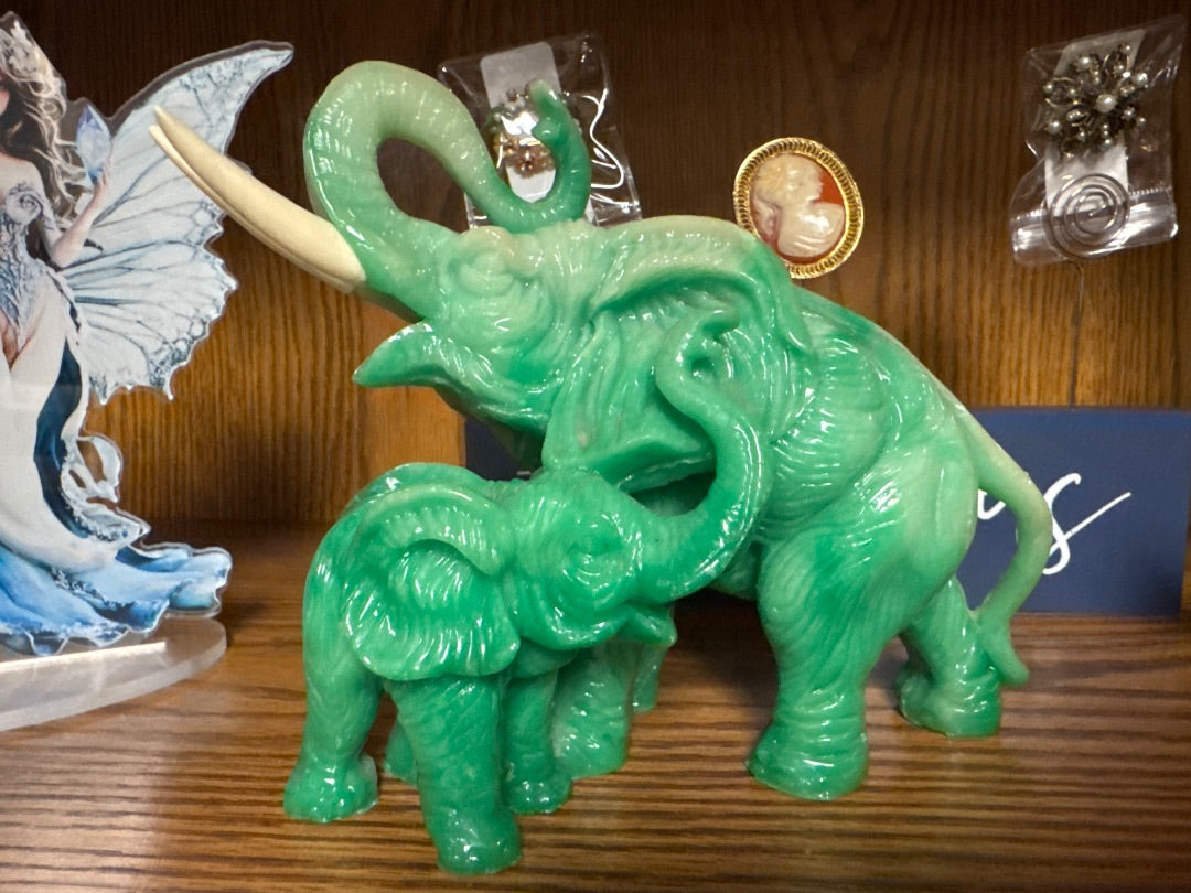 Jade Quartz Elephants