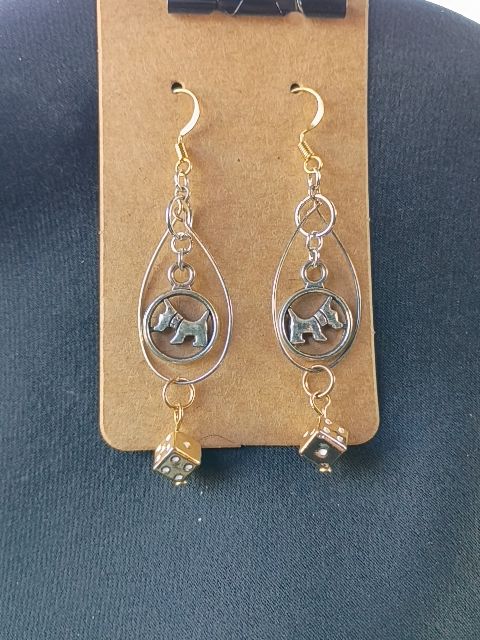 Silver and Gold Designs by Raven Dangle Hook Earings