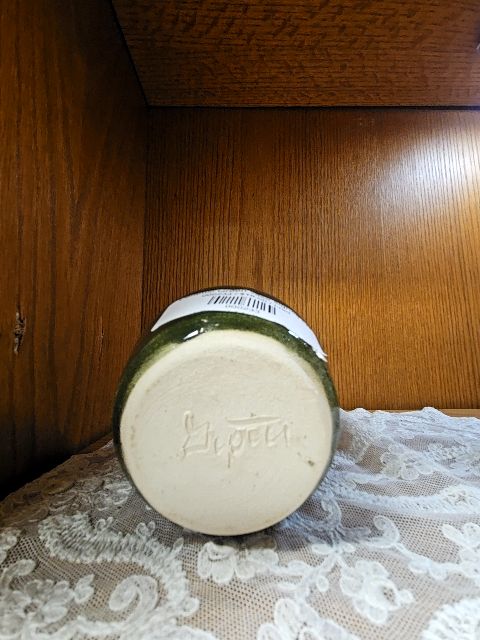 Ceramic Green vase signed LR