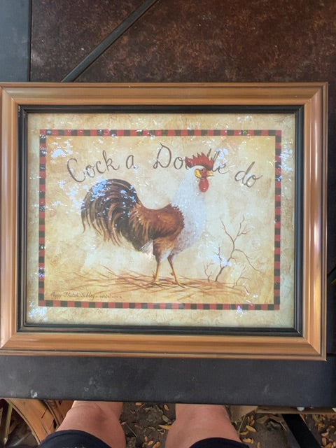 Cock A Doodle Doo Framed Art By Peggy Thatch Sibley