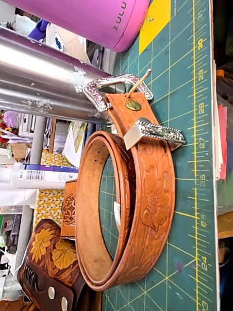Leather tooled belt 38-39"