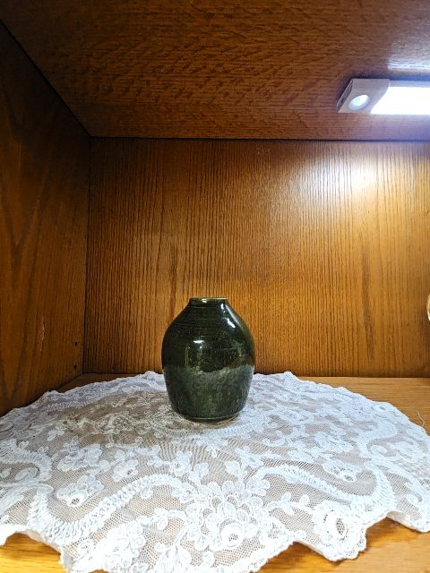 Ceramic Green vase signed LR