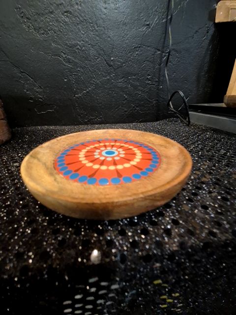 Hand-Painted Wooden Coaster, 4.25"