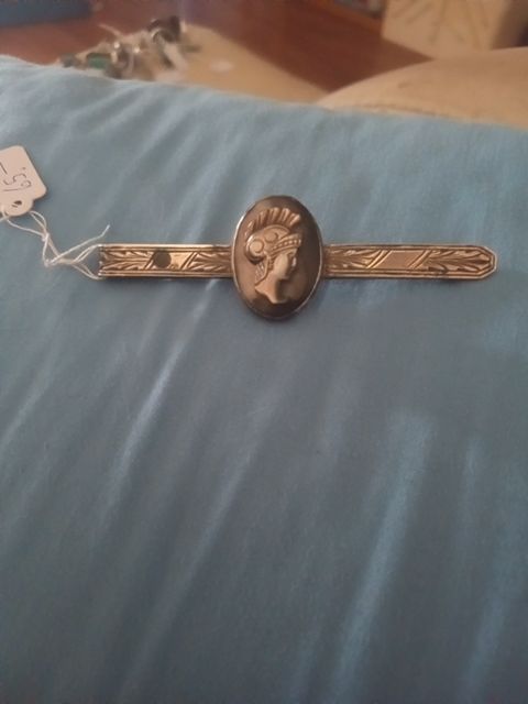 975 silver Men's 1940's MOP and 975 silver tie slide