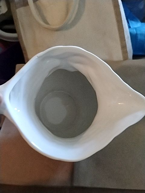 White weave pattern with lemons Majolica Majolica Vintage Vase, Medium Vase