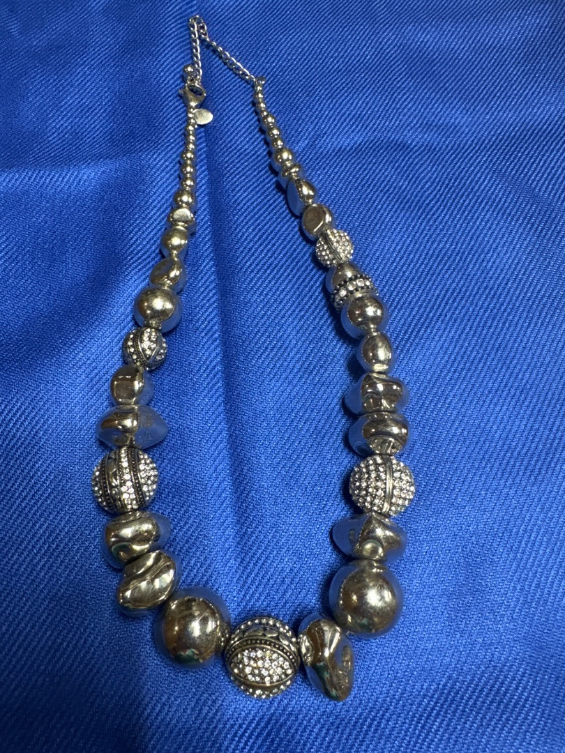 Silver-Tone Stone Necklace