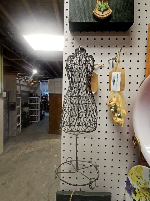 Vtg old wire metal doll dress form