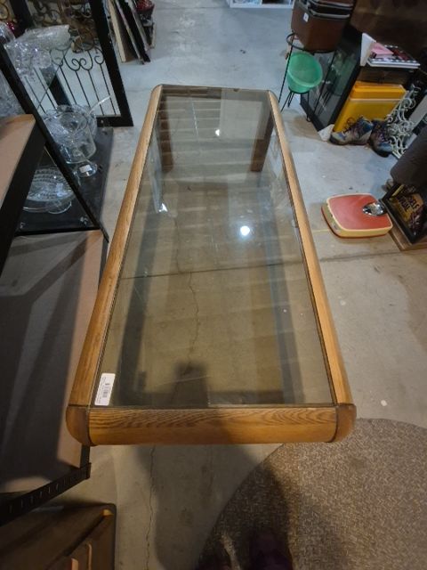 Glass and Oak Coffee Table
