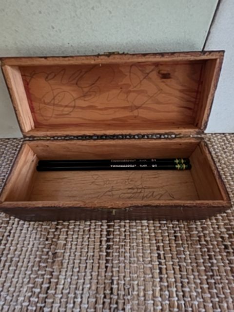 Wooden pencil box, 8" x 3"