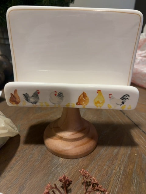 White Red Shed Chicken recipe holder