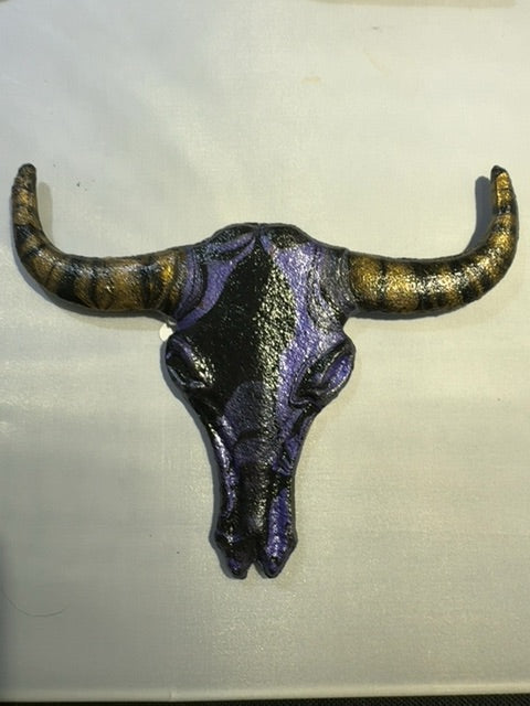 Purple Black Gold Luminous Creations Iron Acrylic Poured Hanging Decor, 6 inches X 8 inches