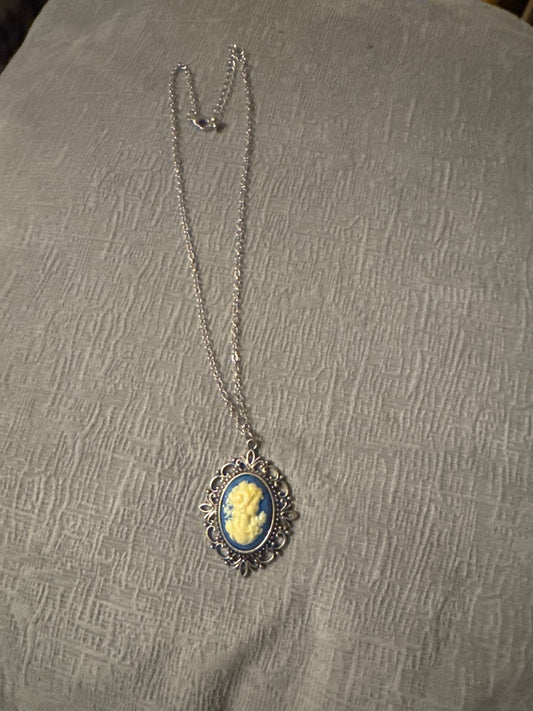 Silver and blue Unknown Blue cameo necklace