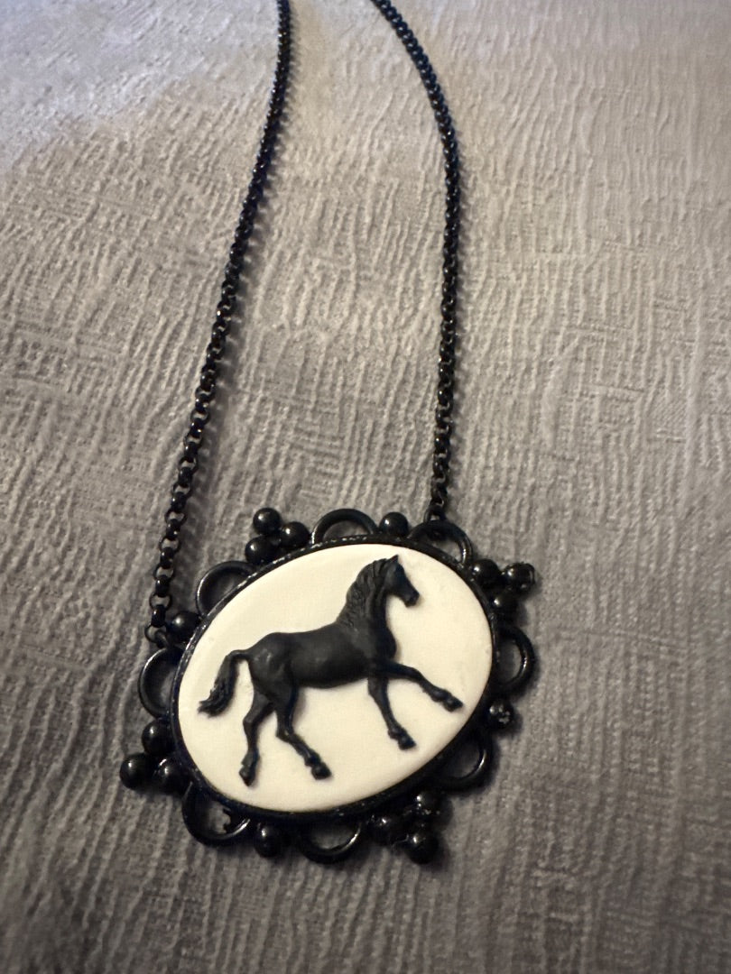 Black & White Horse Necklace