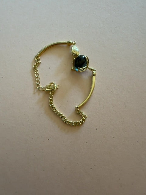 Blue accent gold tone chain bracelet