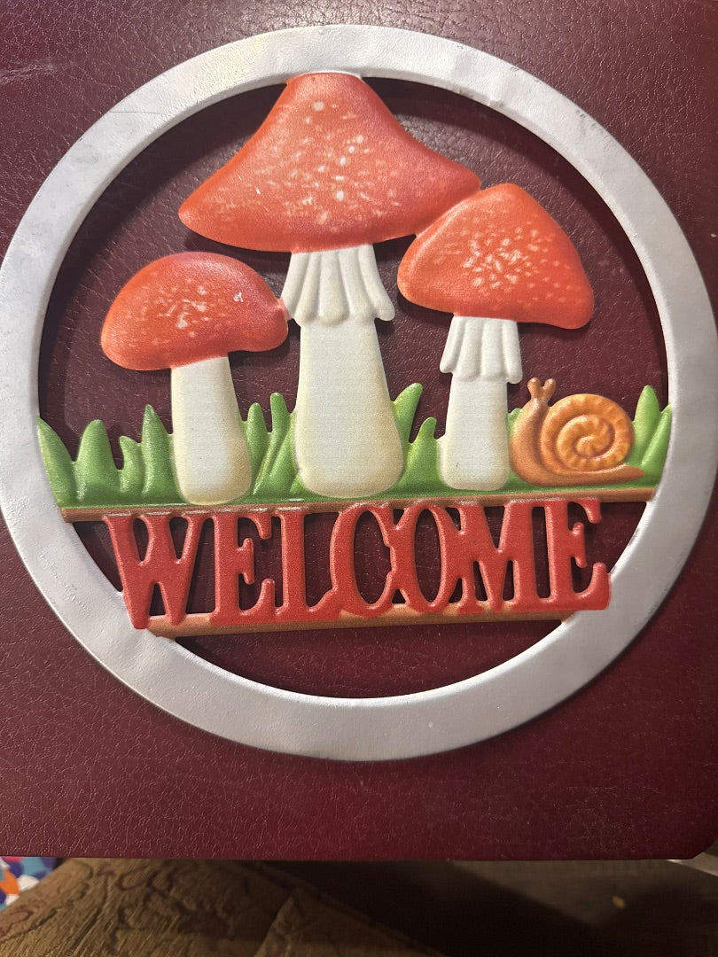 “Welcome” Mushroom Sign