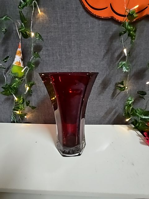 Red Hoosier Glass Ruby Red Vase, Large