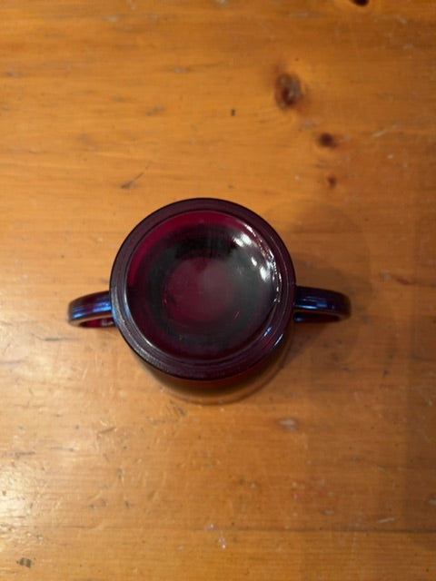 Vintage Ruby Red Glass sugar bowl
