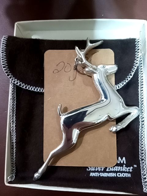 Vintage sterling silver Ghorham reindeer ornament