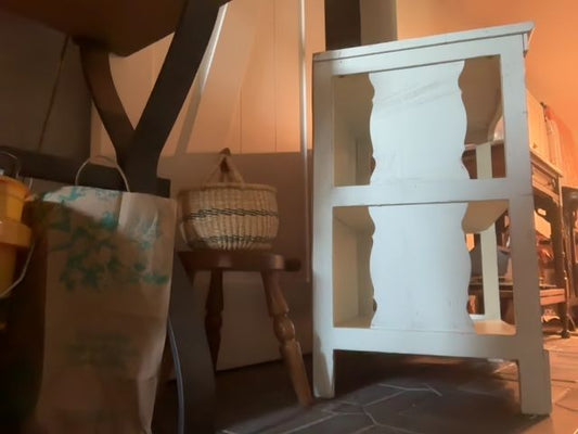 light sage green vintage unknown Vintage shabby Chic Table, 30"H x 25 1/4" W x 18 1/4 D