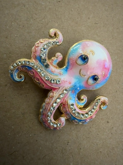 Pink & Blue Octopus brooch
