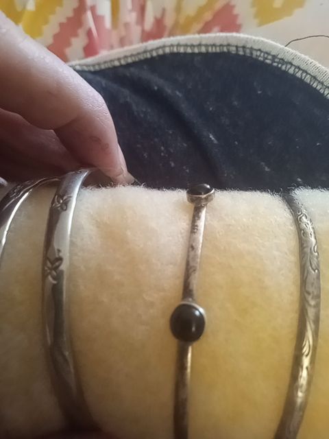 Sterling/onyx Taxco bangle