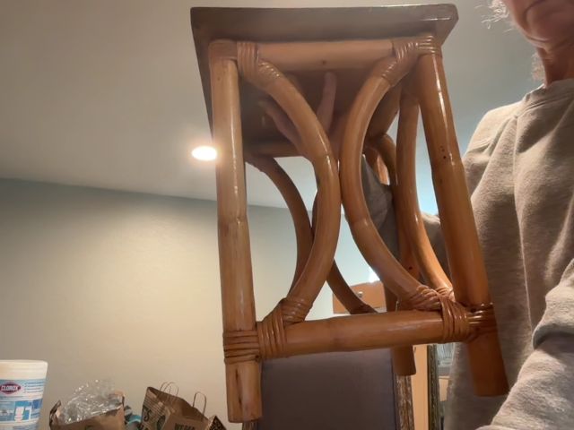 Camel MCM MCM Rattan side table value $375+ online, 12"x11"x18"