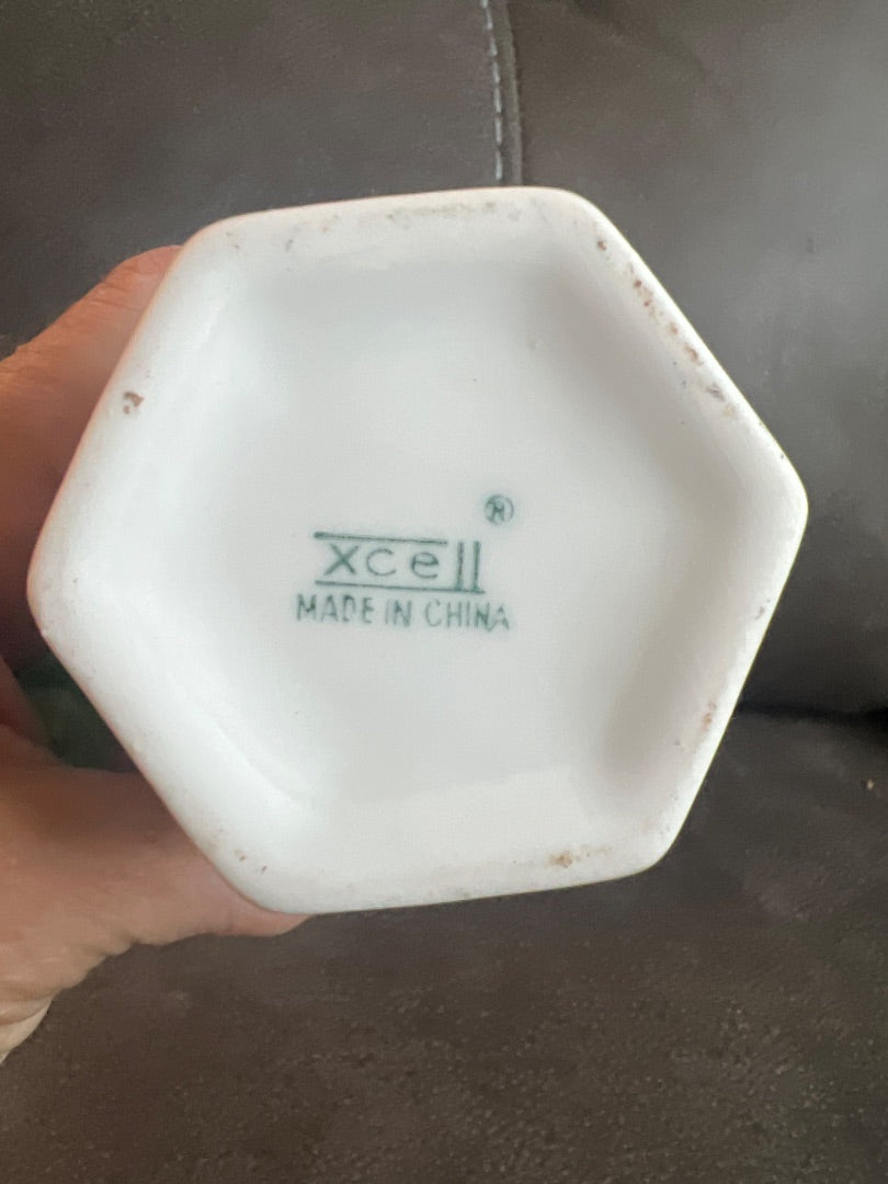 vintage XCell white milk glass porcelain hexagonal vinegar or
